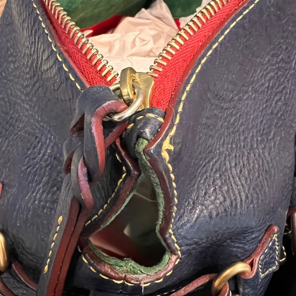 Dooney & Bourke NAVY Florentine Tasseled Pebbled Leather Satchel EUC - Picture 9 of 12